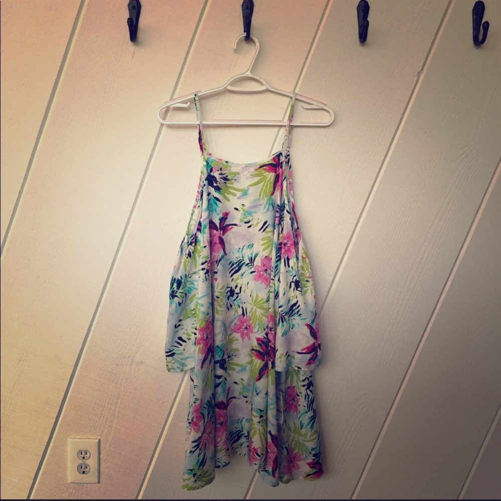 Tropical Cold Shoulder Dress
